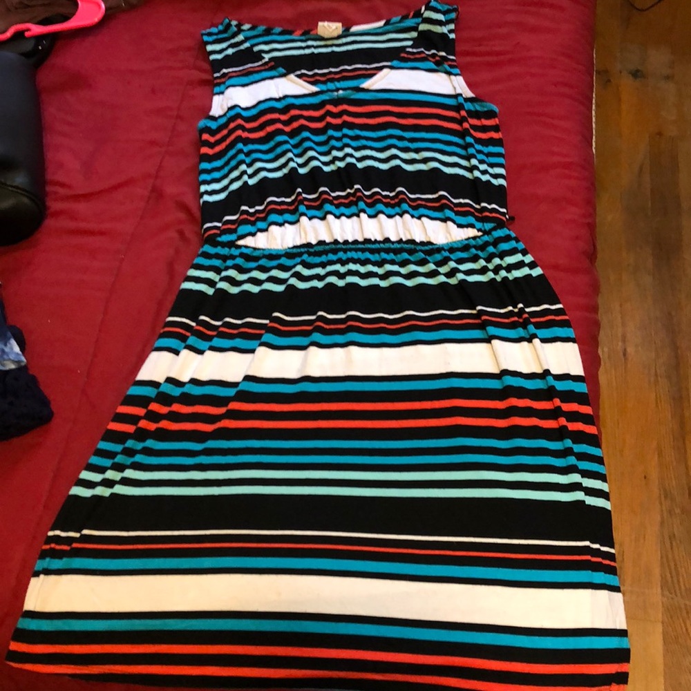 A multicolored maxi dress.